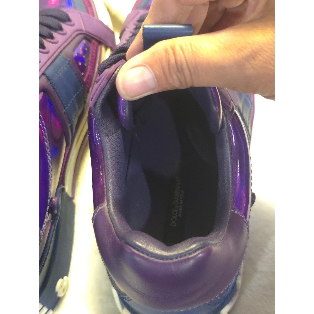 Dolce & Gabbana Portofino Purple Iridescent Metallic Logo Sneakers CK1886 38 8 - Picture 9 of 9